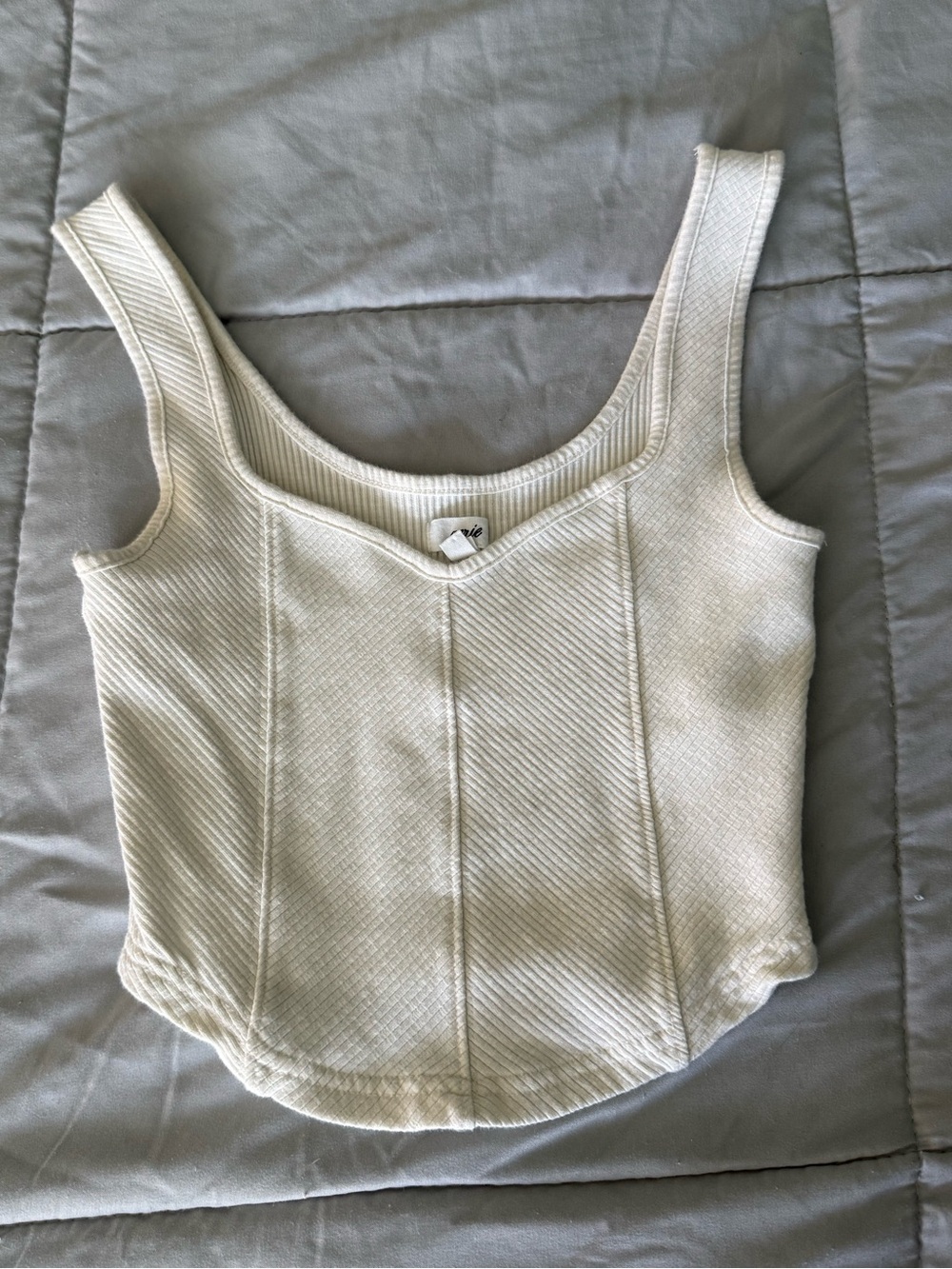 aerie Cream Ribbed Square-Neck Tank